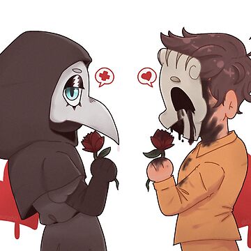 scp 049 and scp 035 holding roses  Sticker for Sale by 0amburgh0