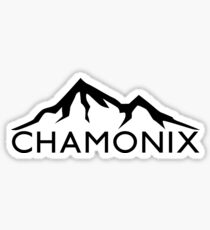 SKIING CHAMONIX MONT BLANC FRANCE Ski Mountain Mountains Skis Silhouette Snowboard Snowboarding 2 Sticker