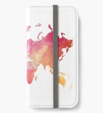 World Map with Watercolor Wash iPhone Wallet/Case/Skin