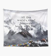 All the world's Great Journeys Motivational Tibetan Proverb With Panoramic View Of Everest Mountain Painting Wall Tapestry