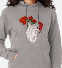drawing Human heart with flowers Lightweight Hoodie