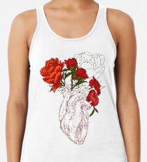 Zeichnen Menschliches Herz mit Blumen Racerback Tank Top