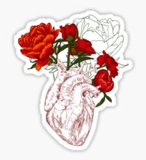 drawing Human heart with flowers Sticker