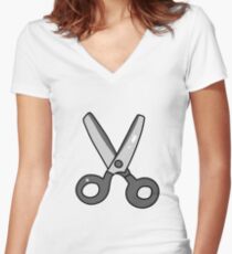 Scissors Women's Fitted V-Neck T-Shirt