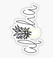 Pegatina brillante Etiqueta engomada de Aloha Pineapple, Hawaiian, tropical, letras, etiqueta simple, hola, buenas vibraciones