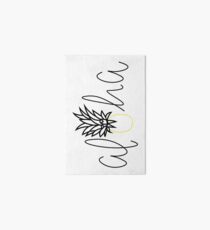 Lámina rígida Etiqueta engomada de Aloha Pineapple, Hawaiian, tropical, letras, etiqueta simple, hola, buenas vibraciones