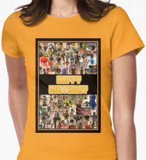 Happy Birthday Greeting Card, Montage of Custom Minifigs Women's Fitted T-Shirt