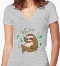I am so slothvely Women's Fitted V-Neck T-Shirt