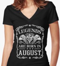 legends are born in AUGUST Women's Fitted V-Neck T-Shirt