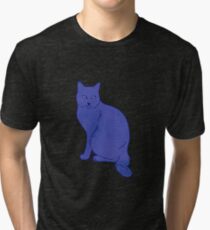 Watercolor Floral and Cat Tri-blend T-Shirt