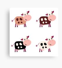 Stylish design Cows : brown on white Canvas Print