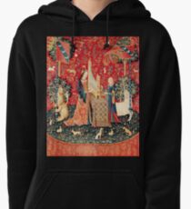 UNICORN AND LADY PLAYING ORGAN WITH ANIMALS , Hearing Pullover Hoodie