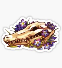 Alligator skull with forget me not flowers Sticker