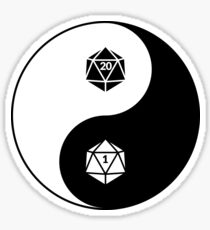 Yin Yang d20 Dungeons and Dragons Dice RPG Tee Sticker