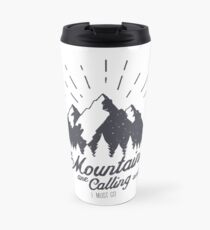 The Mountains are Calling Ski Snowboard Hiking Mountaineering Travel Mug