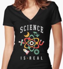 Science Is Real Women's Fitted V-Neck T-Shirt
