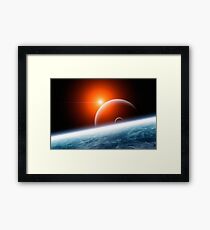 Planet Earth with Double Moon Framed Print