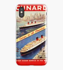 Cunard Vintage Travel Poster Restored iPhone Case