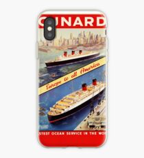 Cunard Vintage Travel Poster Restored iPhone Case