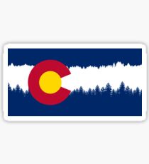 Colorado Flag Treeline Silhouette Sticker