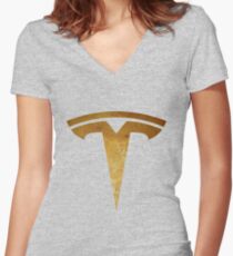 tesla Women's Fitted V-Neck T-Shirt