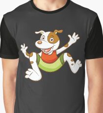 Cute Funny Cartoon Silly Jumping Dog Character Doodle Animal Drawing Graphic T-Shirt