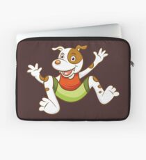 Cute Funny Cartoon Silly Jumping Dog Character Doodle Animal Drawing Laptop Sleeve