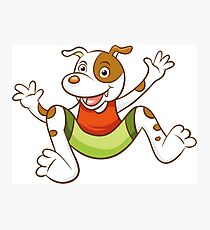 Cute Funny Cartoon Silly Jumping Dog Character Doodle Animal Drawing Photographic Print