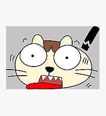 Cute Funny Cartoon Silly Confused Cat Character Doodle Animal Drawing Photographic Print