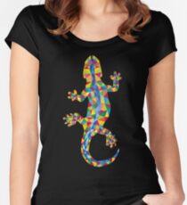 Vivid Barcelona Stadt Eidechse Tailliertes Rundhals-Shirt