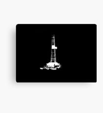 Oil Drilling Rig Silhouette on Black Canvas Print