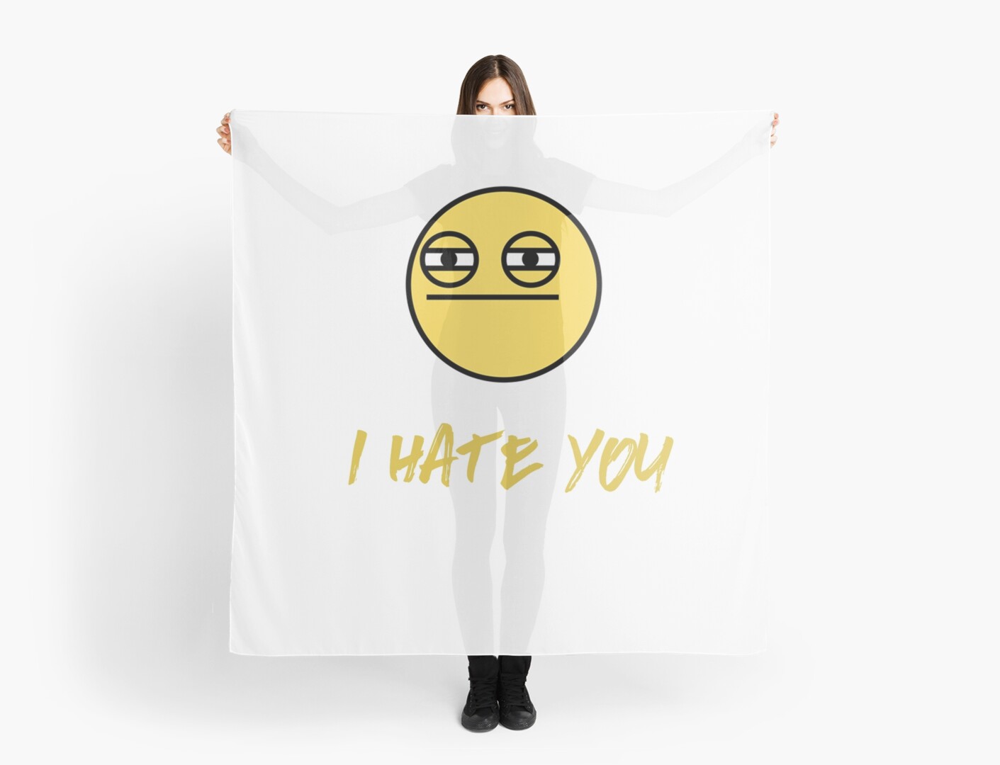 I Hate You Funny Meme Yellow Emoji Tshirt Scarves By Sixfigurecraft