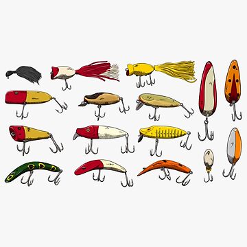 Antique Fishing Tackle and Lures| Perfect Gift | Sticker