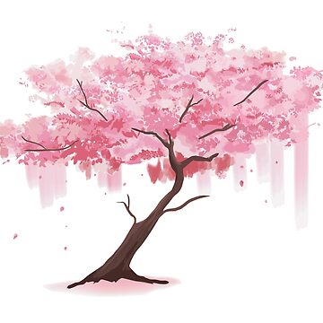 Cherry Blossom Tree with Falling Petals Clip Art Free PNG Image｜Illustoon