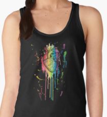 Watercolour and Pen Rainbow Anatomical Heart Women's Tank Top