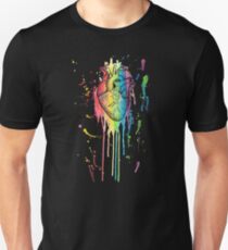 Watercolour and Pen Rainbow Anatomical Heart Unisex T-Shirt