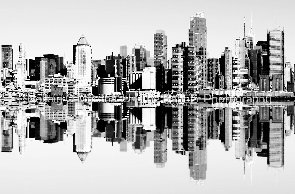 “NYC Black and White Skyline Cityscape.” by Noel Moore Up The Banner