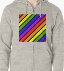 ROYGBIV.... Diagonal stripe Zipped Hoodie