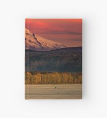 Mountain Mount Hood Oregon at Sunset Pink Sky Travel Columbia River Nature Water Photograph Wall Hardcover Journal