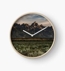 Travel Mountain Nature Trees Tapestry - Grand Tetons - Jackson Hole Wyoming Clock