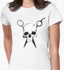 Skull and Shears Hair Stylist Art Women's Fitted T-Shirt