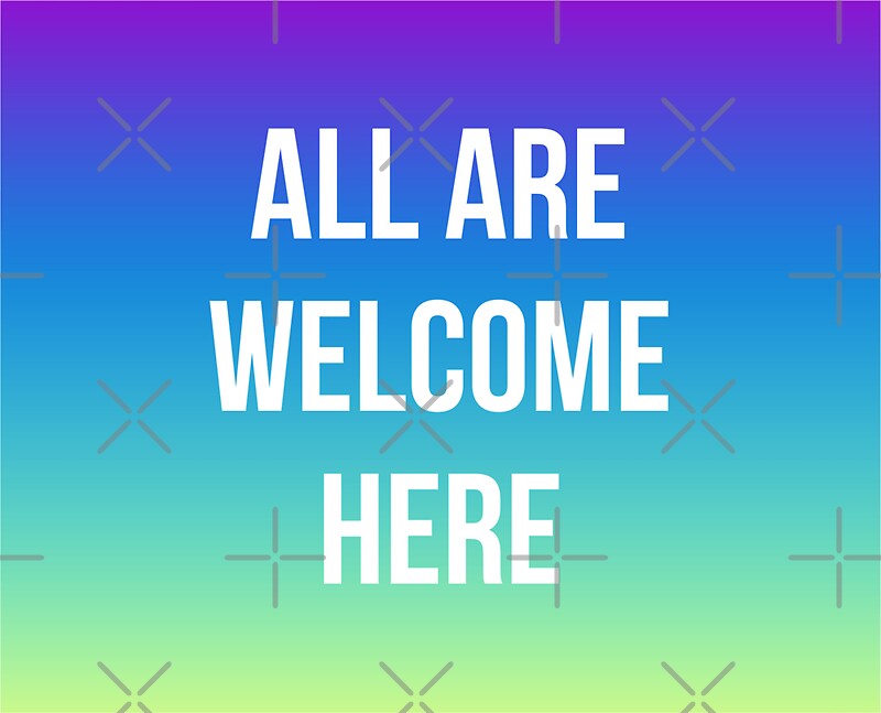 all-are-welcome-here-stickers-by-madedesigns-redbubble