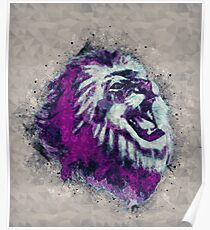 Painted geometric Lion Head in Bright Colors Poster
