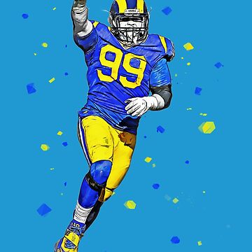 Aaron Donald los angeles rams blue jersey 99, an art print by