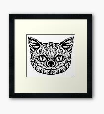 muzzle cat head, tattoo graphics, vector illustration Framed Print