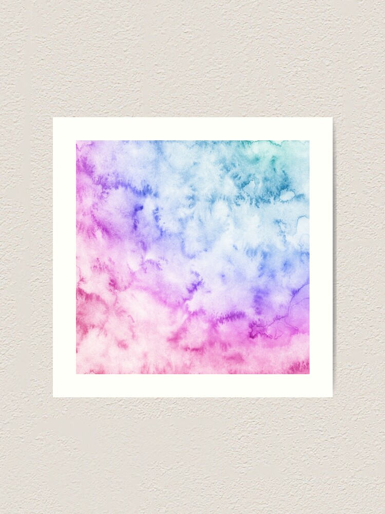 Watercolor Background Soft Blue Pink Purple Art Print By