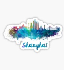 Shanghai V2 skyline in watercolor Sticker