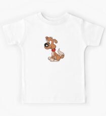 Cute Funny Brown Cartoon Dog Sitting - Dog Lover Design Kids Tee