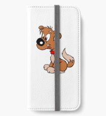 Cute Funny Brown Cartoon Dog Sitting - Dog Lover Design iPhone Wallet/Case/Skin