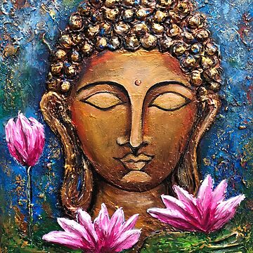 Peinture visage de Bouddha orangé - Boutique Namasté